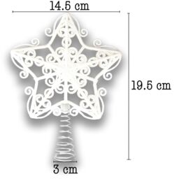Shatchi Christmas Glitter Star Tree Topper - Sparkling Star Decoration for Xmas Tree in White - thumbnail 2