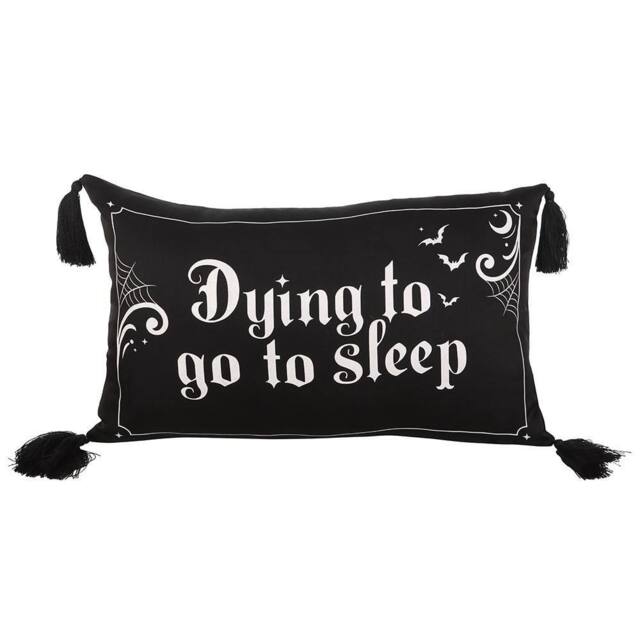 Something Different Dying to Go to Sleep Satin Cushion in Black - image 1