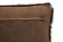 Orsina Navy Blue Faux Fur Square Cushion, Plush Feather Filled Decorative Pillow For Sofa Or Bed, Soft Faux-Suede in Brown - thumbnail 6