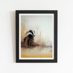 "Warren Reed - Designer Badger Watercolour Framed Art Print in Black - Size: W24"" x H36""" - thumbnail 2