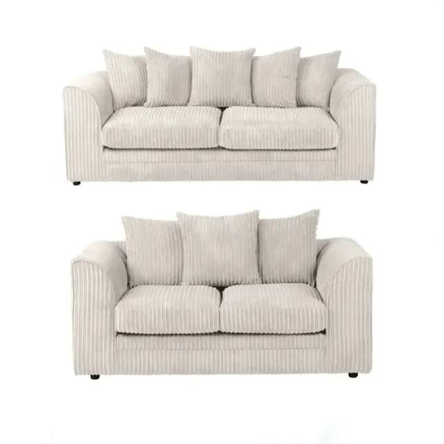 SNUG FURNITURE BIRMINGHAM LTD Camden Jumbo Cord 3+2 Sofa Set in Cream - image 1