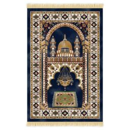 Nicoman Velvet Prayer Mat 120cm x 70cm in Blue - Size: 70 cm x 120 cm - thumbnail 2