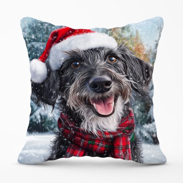 Warren Reed - Designer Christmas Scottish Deerhound Cushion in Grey - Size: 60 cm x 60 cm - image 1