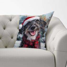 Warren Reed - Designer Christmas Scottish Deerhound Cushion in Grey - Size: 60 cm x 60 cm - thumbnail 3