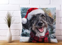 Warren Reed - Designer Christmas Scottish Deerhound Cushion in Grey - Size: 60 cm x 60 cm - thumbnail 2