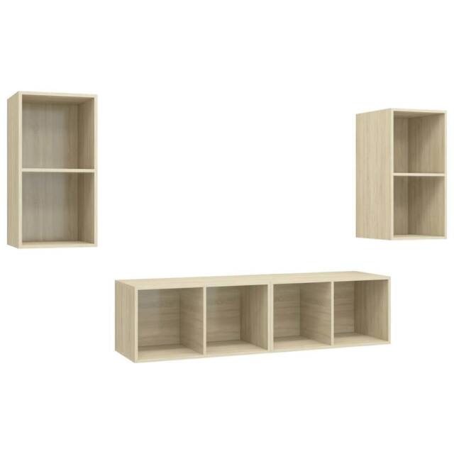 Berkfield Home Wall-mounted TV Cabinets 4 pcs Sonoma Oak Engineered Wood in Light Oak - image 1