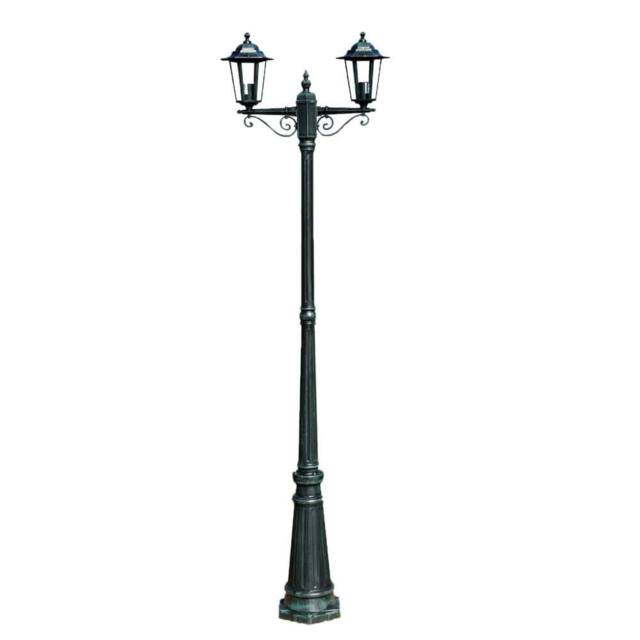 Berkfield Home Garden Light Post 2-arms 215 cm Dark Green/Black Aluminium in Green - image 1