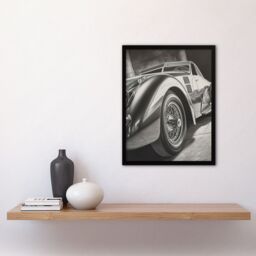 "Artery8 Hyper Realism Pencil Drawing Sports Car Graphic Gift For Him Art Print Framed Poster Wall Decor 12x16 inch in Black - Size: W12"" x H16""" - thumbnail 4