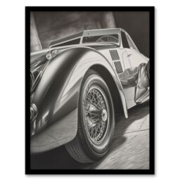 "Artery8 Hyper Realism Pencil Drawing Sports Car Graphic Gift For Him Art Print Framed Poster Wall Decor 12x16 inch in Black - Size: W12"" x H16""" - thumbnail 1