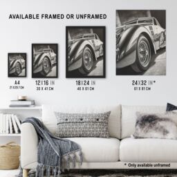"Artery8 Hyper Realism Pencil Drawing Sports Car Graphic Gift For Him Art Print Framed Poster Wall Decor 12x16 inch in Black - Size: W12"" x H16""" - thumbnail 3