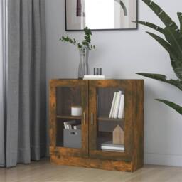 Berkfield Home Vitrine Cabinet Smoked Oak 82.5x30.5x80 cm Engineered Wood in Brown - thumbnail 2