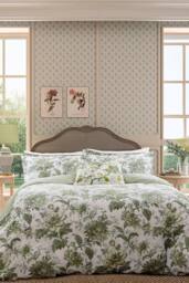 English Heritage 'English Garden Floral' Cotton Duvet Cover Set in Green - Size: Single - thumbnail 1