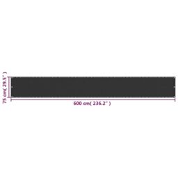 Berkfield Home Balcony Screen HDPE 75x600 cm Anthracite in Black - thumbnail 5