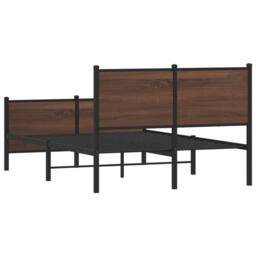 Berkfield Home Metal Bed Frame without Mattress Brown Oak 137x190 cm - thumbnail 7