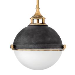 Netlighting Hinkley Fletcher 2 Light Pendant Aged Zinc with Heritage Brass in Yellow - thumbnail 2