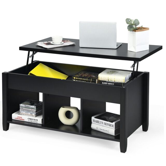 Costway Lift Top Coffee Table Modern Wooden Lift Top Dining Cocktail Table Living Room in Black - image 1