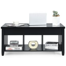 Costway Lift Top Coffee Table Modern Wooden Lift Top Dining Cocktail Table Living Room in Black - thumbnail 4