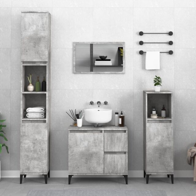 Berkfield Home Bathroom Cabinet Concrete Grey 30x30x190 cm Engineered Wood - Size: 30 x 30 x 190 cm - image 1
