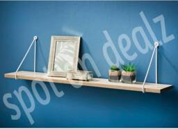 SPOT ON DEALZ 80cm Oak Floating Wall Shelf White Metal Frame Display Shelf in Light Oak - thumbnail 4