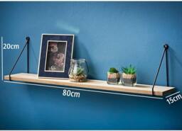 SPOT ON DEALZ 80cm Oak Floating Wall Shelf White Metal Frame Display Shelf in Light Oak - thumbnail 2