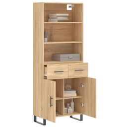 Berkfield Home Highboard Sonoma Oak 69.5x34x180 cm Engineered Wood in Brown - thumbnail 3