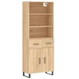 Berkfield Home Highboard Sonoma Oak 69.5x34x180 cm Engineered Wood in Brown - thumbnail 2
