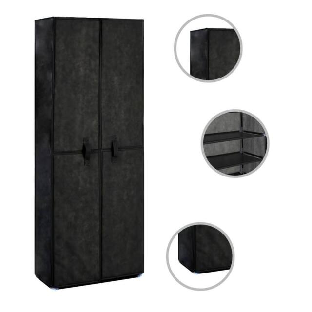 Berkfield Home Shoe Cabinet Black 60x30x166 cm Fabric - Size: 60 x 30 x 166 cm