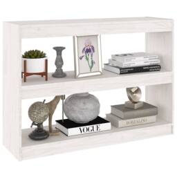 Berkfield Home Book Cabinet Room Divider White 100x30x71.5 cm Pinewood - thumbnail 4