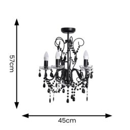 ValueLights Viscount 5 Way Black Jewel Chandelier Ceiling Pendant Light - thumbnail 5