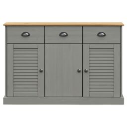 Berkfield Home Sideboard with Drawers VIGO 113x40x75 cm Grey Solid Wood Pine - Size: 113 x 40 x 75 cm - thumbnail 5