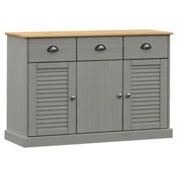 Berkfield Home Sideboard with Drawers VIGO 113x40x75 cm Grey Solid Wood Pine - Size: 113 x 40 x 75 cm - thumbnail 2