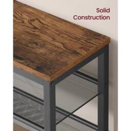 FORGEVIO 3 Tier Shoe Rack Bench, One Piece 75W cm, Vintage Brown - thumbnail 3