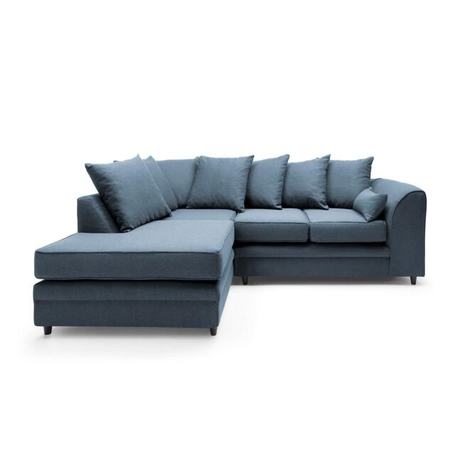 Abakus Direct Darcy Corner Sofa Left Hand Facing in Smart Linen Fabric in Teal - image 1