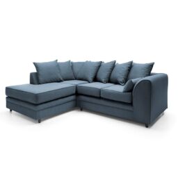 Abakus Direct Darcy Corner Sofa Left Hand Facing in Smart Linen Fabric in Teal - thumbnail 2
