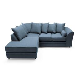 Abakus Direct Darcy Corner Sofa Left Hand Facing in Smart Linen Fabric in Teal - thumbnail 4