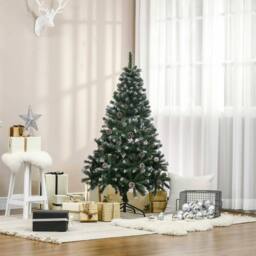STILVORA Snow-Flocked Christmas Tree with Pine Cones in Green - thumbnail 2
