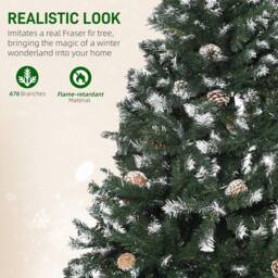 STILVORA Snow-Flocked Christmas Tree with Pine Cones in Green - thumbnail 7