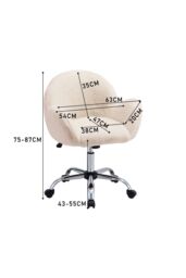 Living and Home Adjustable Height Plush Swivel Office Chair in White - thumbnail 6