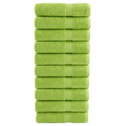 Berkfield Home Premium Hand Towels SOLUND 10 pcs Apple Green 50x100 cm 600 gsm - thumbnail 1