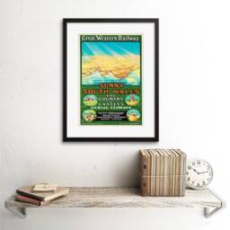 "Artery8 Travel Tourism GWR Railway Wales Sport Fun Sun Map Framed Art Print - Size: W12"" x H16""" - thumbnail 2