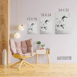 "Artery8 Tufted Duck & Reed Flower Japanese Canvas Wall Art Print Kashu - Size: W18"" x H24""" - thumbnail 4