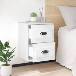 Berkfield Home Wall-mounted Bedside Cabinets 2 pcs High Gloss White 41.5x36x53cm - Size: 41.5x36x53 cm - thumbnail 4