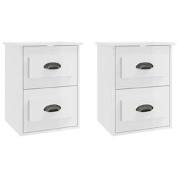 Berkfield Home Wall-mounted Bedside Cabinets 2 pcs High Gloss White 41.5x36x53cm - Size: 41.5x36x53 cm - thumbnail 1