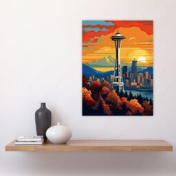 "Artery8 Seattle Washington The Space Needle Funky Modern Painting Large Wall Unframed Art Poster Print Thick Paper 18X24 Inch - Size: W18"" x H24""" - thumbnail 4