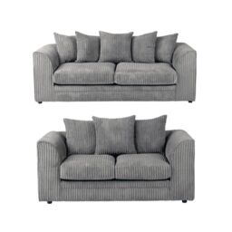Furniture 786 Chicago Jumbo Cord 3&2 Seater Sofa Set in Grey - thumbnail 3