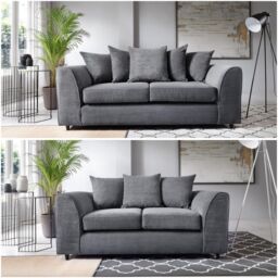Furniture 786 Chicago Jumbo Cord 3&2 Seater Sofa Set in Grey