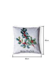 BHS Christmas Holly Print Cushion in Green - Size: 45 cm x 45 cm - thumbnail 4