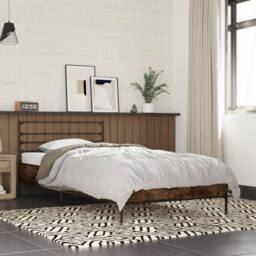 Berkfield Home Bed Frame without Mattress Smoked Oak 75x190 cm Small Single in Brown - thumbnail 2