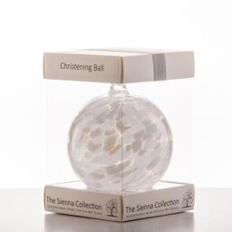 Sienna Glass White Christening 10cm Friendship Ball - thumbnail 2