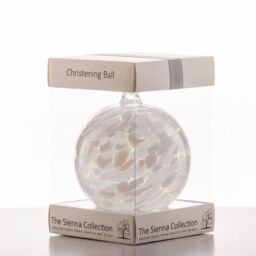 Sienna Glass White Christening 10cm Friendship Ball